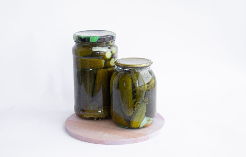 Green and Brown Glass Jars