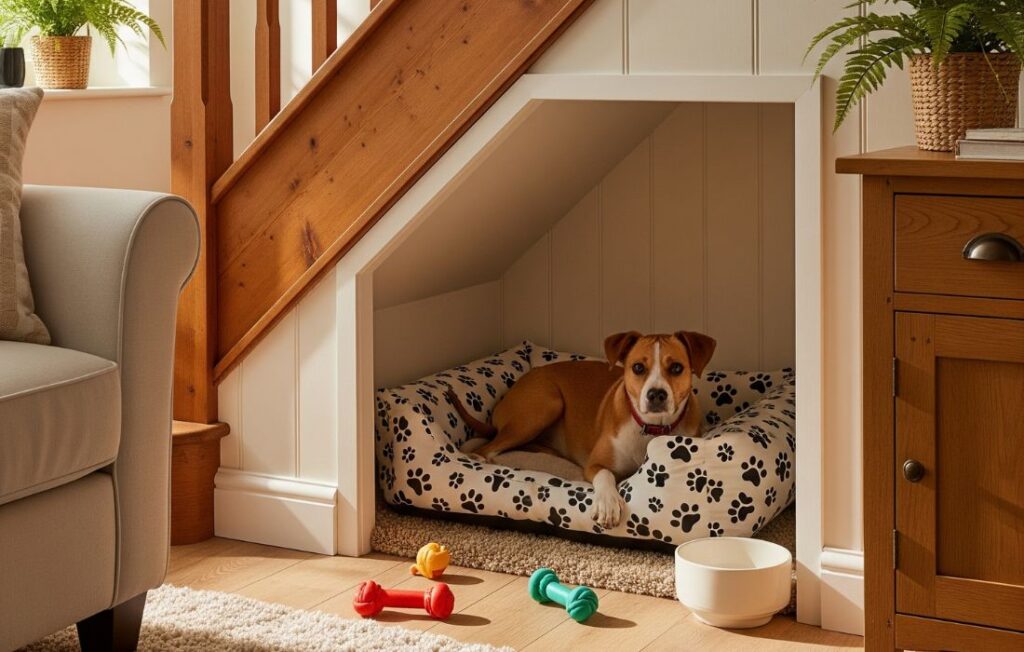 under the stairs dog nook