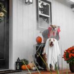 Halloween Decor with Dogs in Costumes