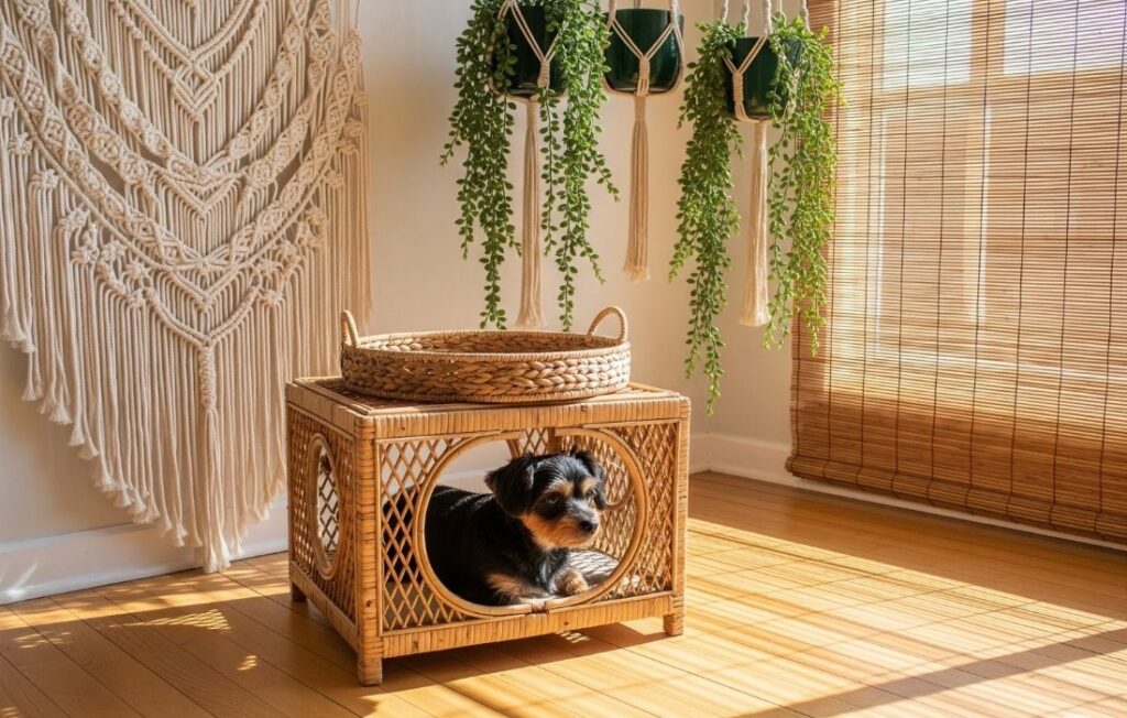 boho rattan crate