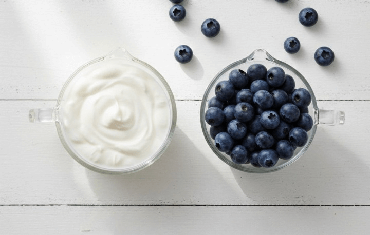 frozen youghurt and blueberry ingredients