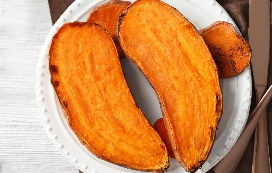 Cooked Sweet Potato on a Plate