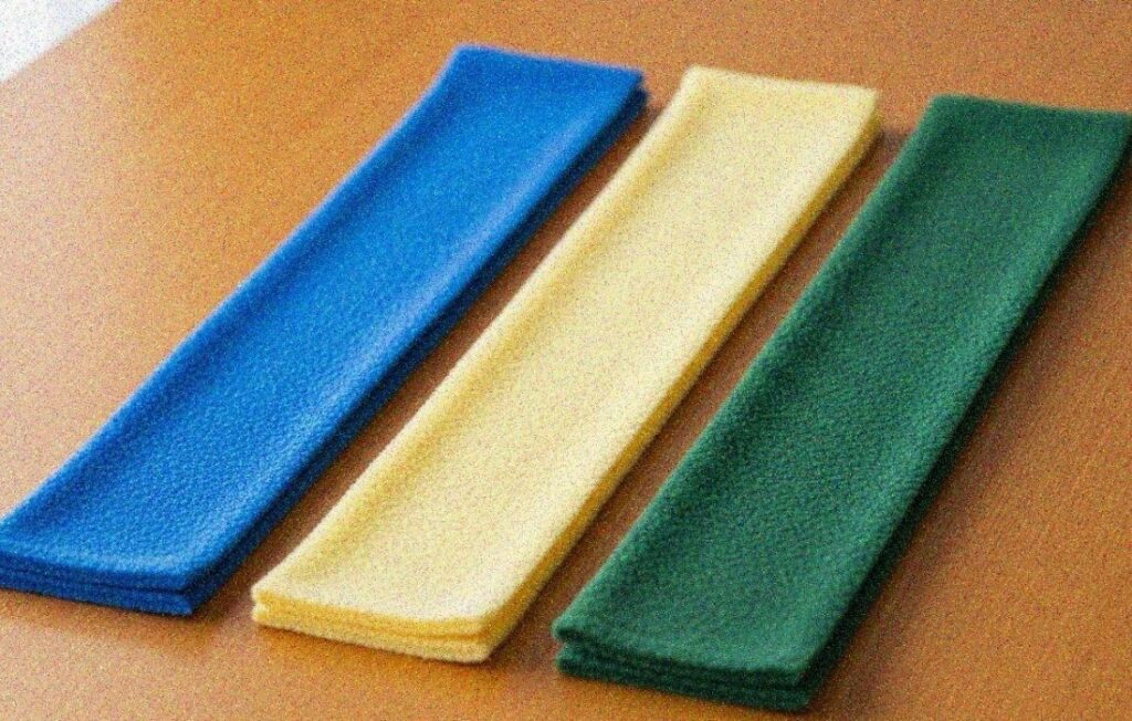 fleece fabric arranged in colors