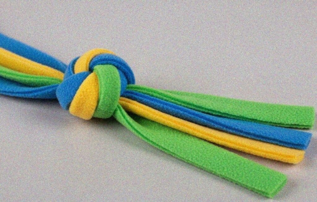 fleece knot together at one end