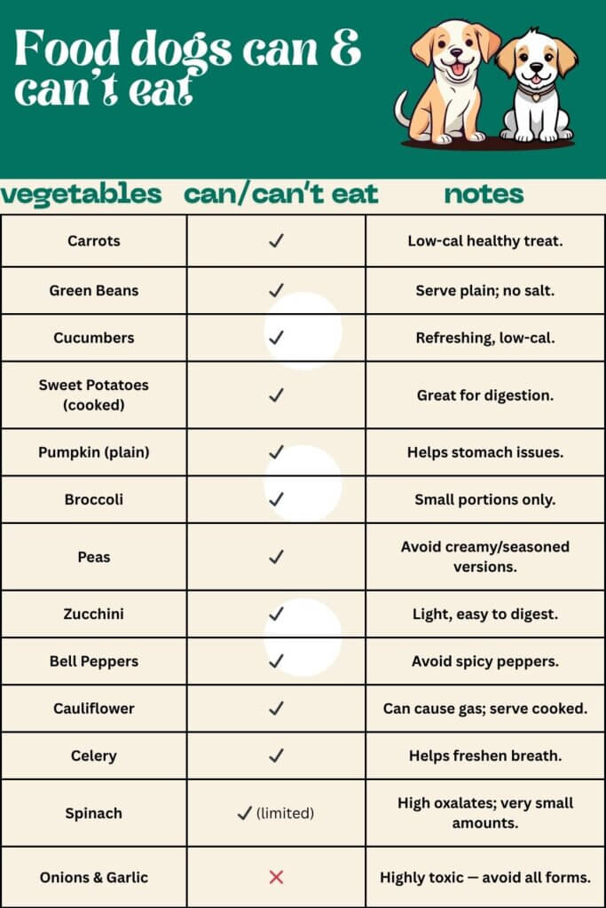 vegetables dog can eat