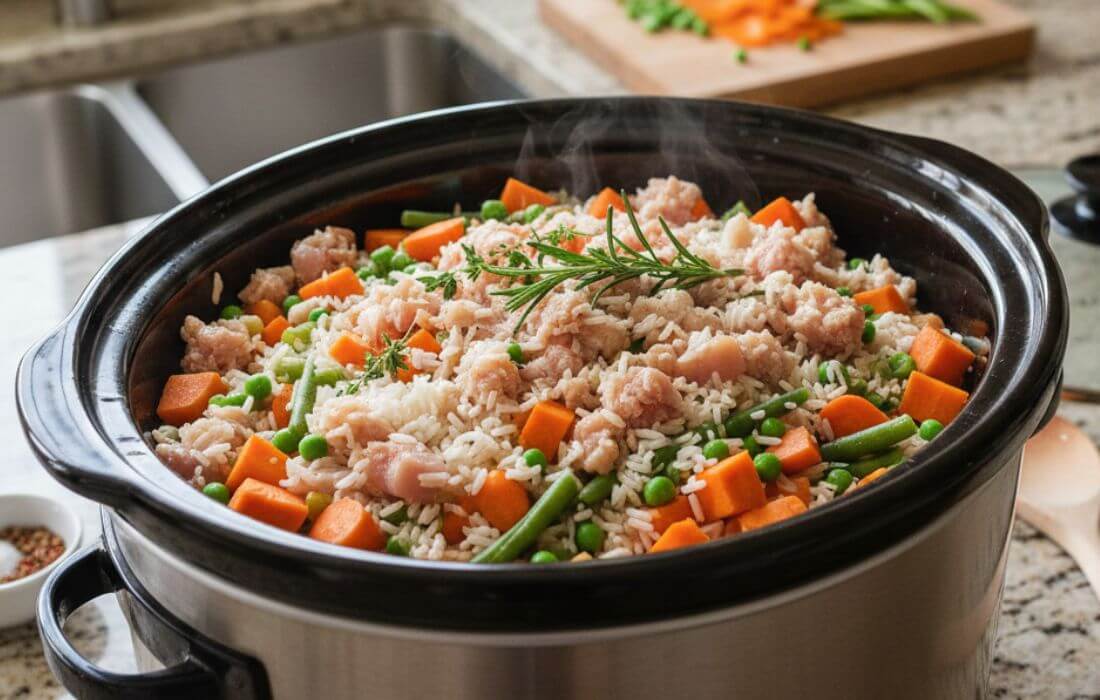 dog food in a crockpot