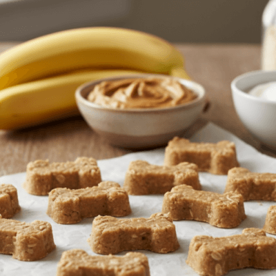 no-bake banana and peanut butter dog treats