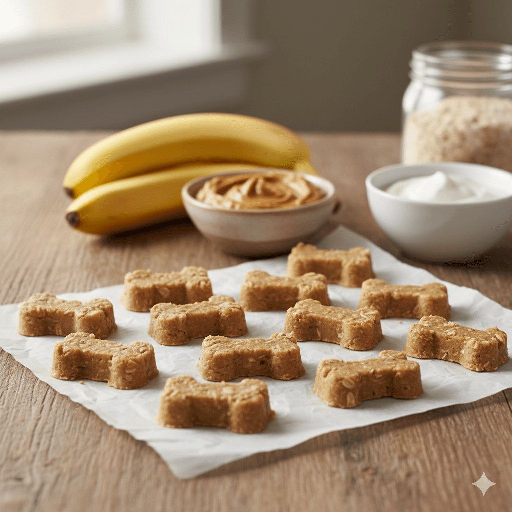 no-bake banana dog treats