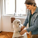 Dog Grooming Session with Scissors